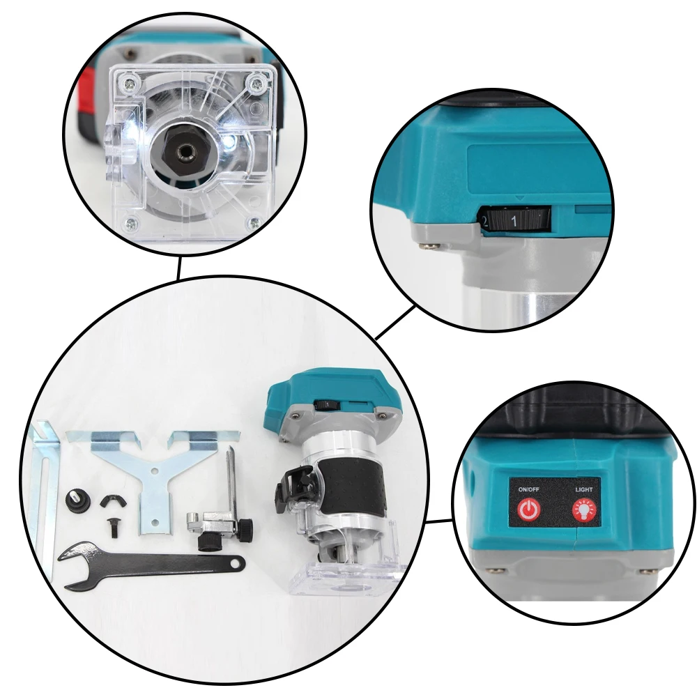 Mamidw Borstelloze Draadloze Router Trimmer Frezen Graveermachine voor Makita 18V Batterij Houtbewerking DIY Tool