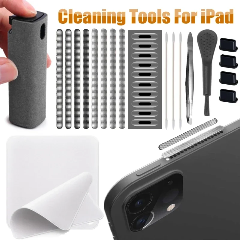 For Apple IPad 11 12.9 Air4 10.9 Phone Metal Dust Mesh Polishing Cloth DustProof Sticker Screen Cleaner Spray Cleaning Tool