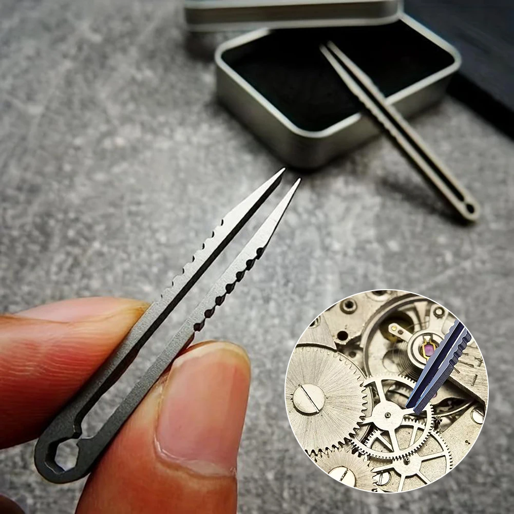 Portable Titaniums Alloy Tweezer Lightweight Compact Tweezer with Precision-Grip Hand Tool for Outdoor Survival Travel