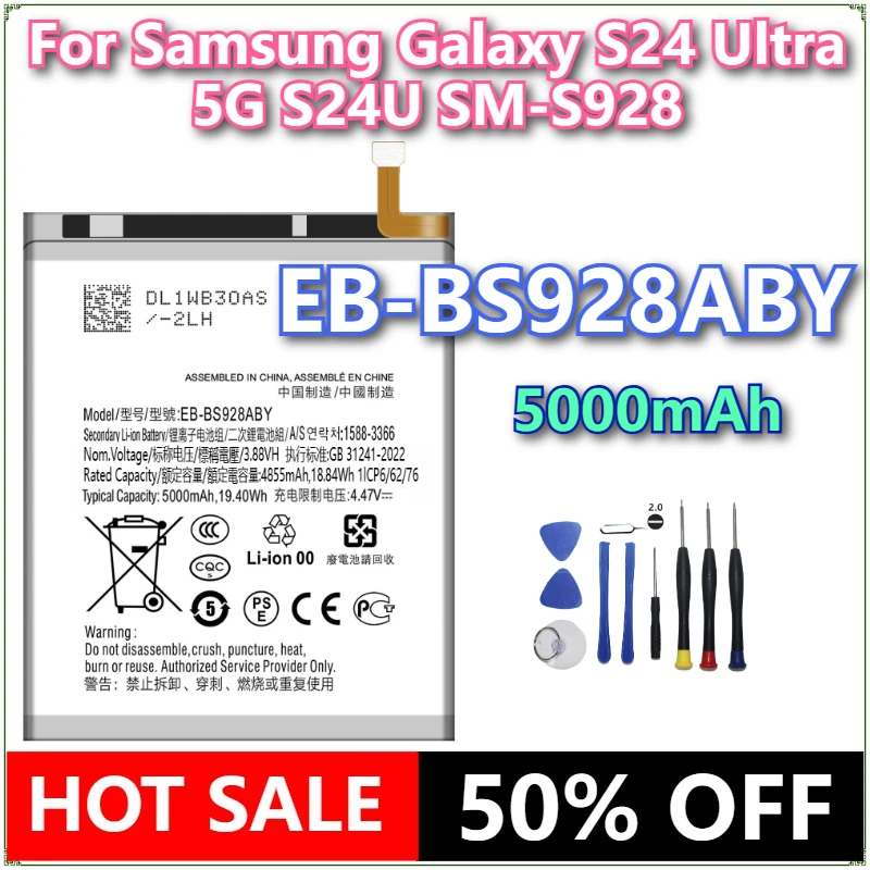 

Совершенно новый аккумулятор для мобильного телефона EB-BS928ABY 35000 мАч для Samsung Galaxy S24 Ultra 5G S24U SM-S928 + инструменты