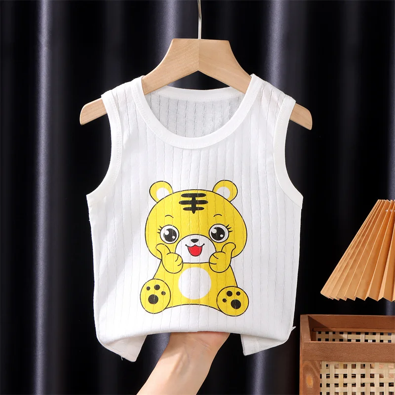 

Summe Children Vest For Boys Suspender Tee Shirt Clothing Pure Cotton Cartoon Kids Boys Casual Fashion Tank Tops Clothes