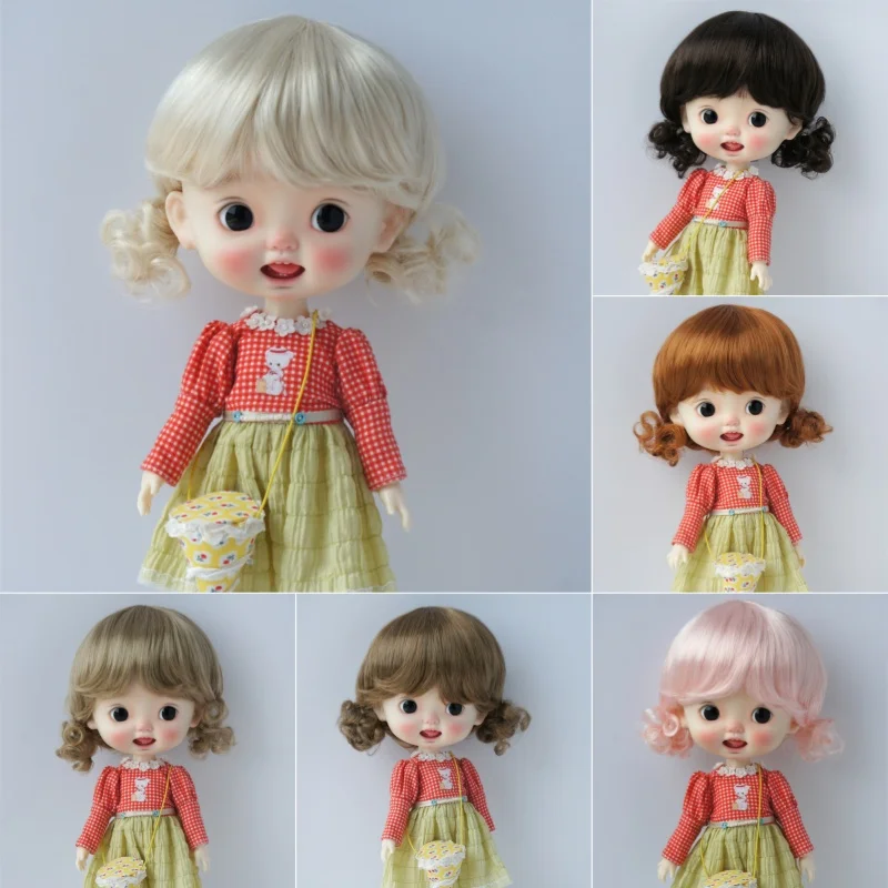 JD400 1/6 1/4 1/3 YOSD MSD SD Blythes Pullip مزدوج مجعد صغير المهر BJD شعر مستعار 6-7 "7-8" 8-9 "9-10" 10-11 "الشعر الموهير الاصطناعي BJD