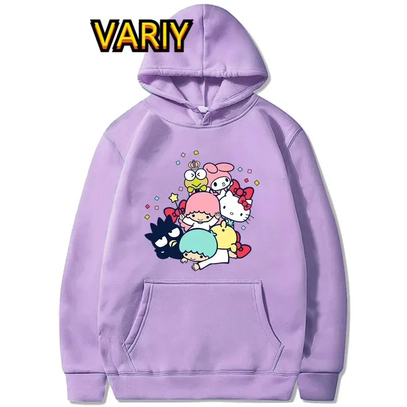 Kuromi -My Melody Cartoon Anime Pullover 2024 Fashion Cinnamoroll Hoodie Spring Women Oversized Sweatshirt Clothes