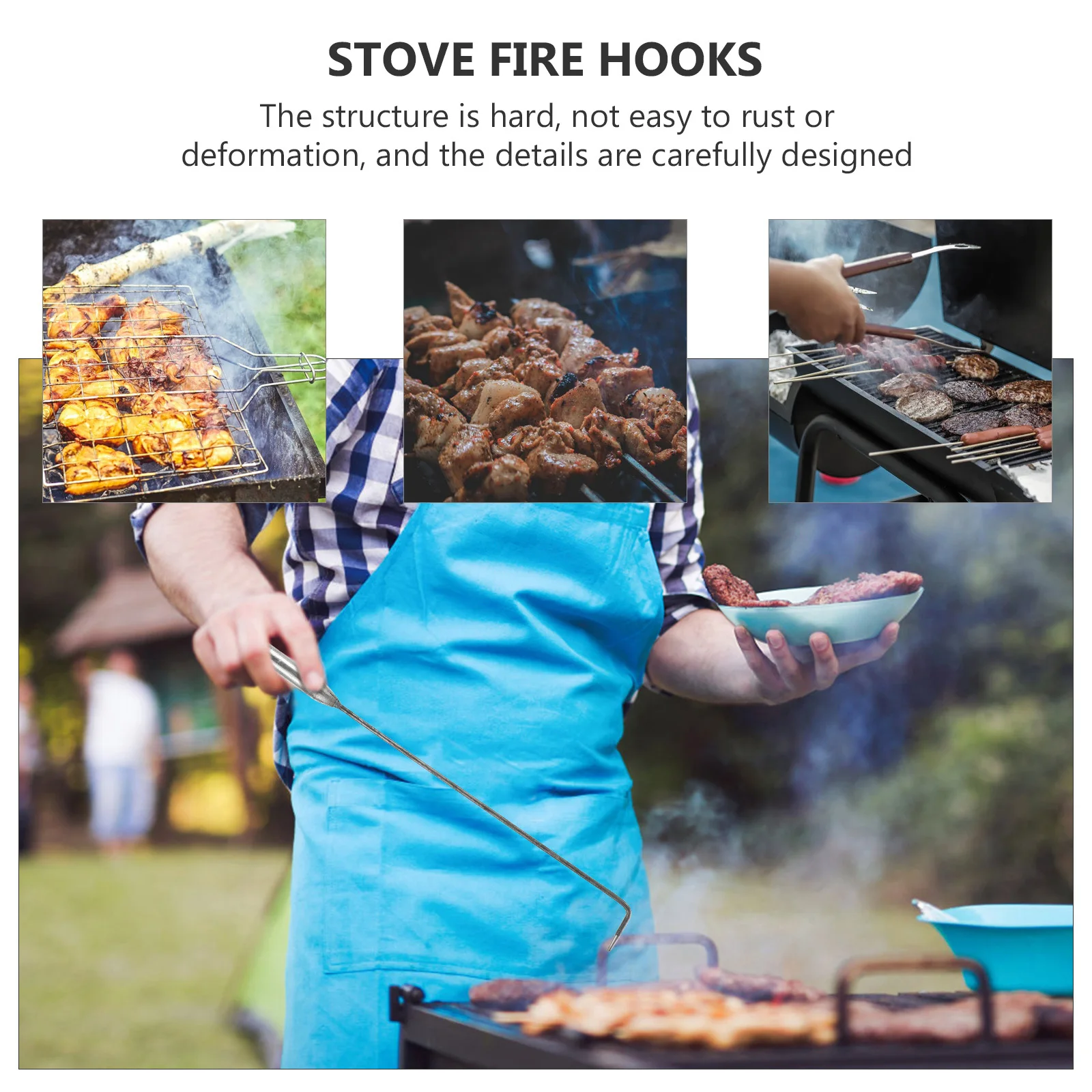 4 個のステンレス鋼暖炉ポーカーバーベキュー灰除去用ロングハンドル快適なグリップ多機能ツール