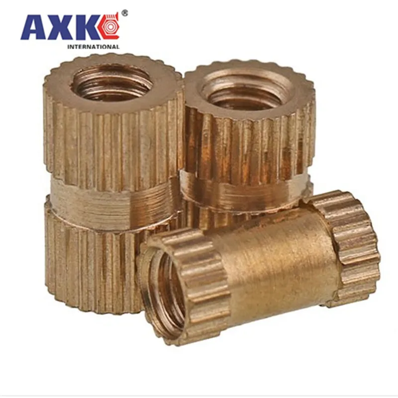 50X M2 M2.5 M3 Solid Brass Pure Copper Metric Thread Injection Molding Knurl Insert Nut Nutsert Round Shape Column OD 3.5 4 5mm