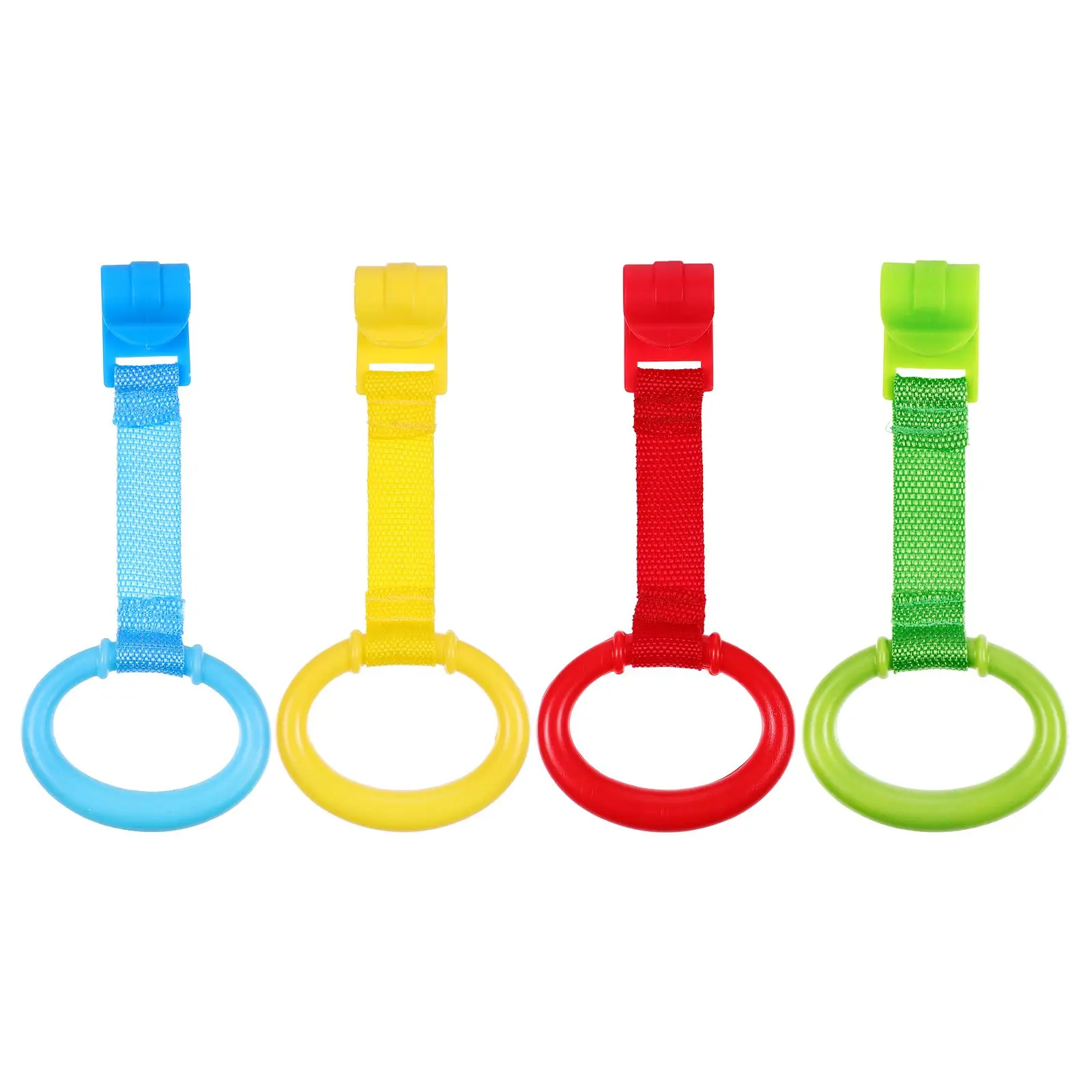 

4pcs Baby St ing Pull Ring Red Yellow Green Blue Ergonomic Comfortable Eye H Coordination Sturdy Plastic Safe Clip Toddler Bed