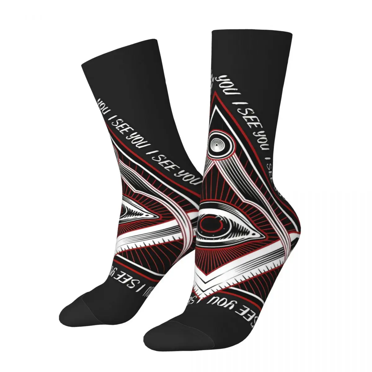 

Vintage I See You Men's Socks Illuminati Unisex Novelty Seamless Printed Crazy Crew Sock Gift