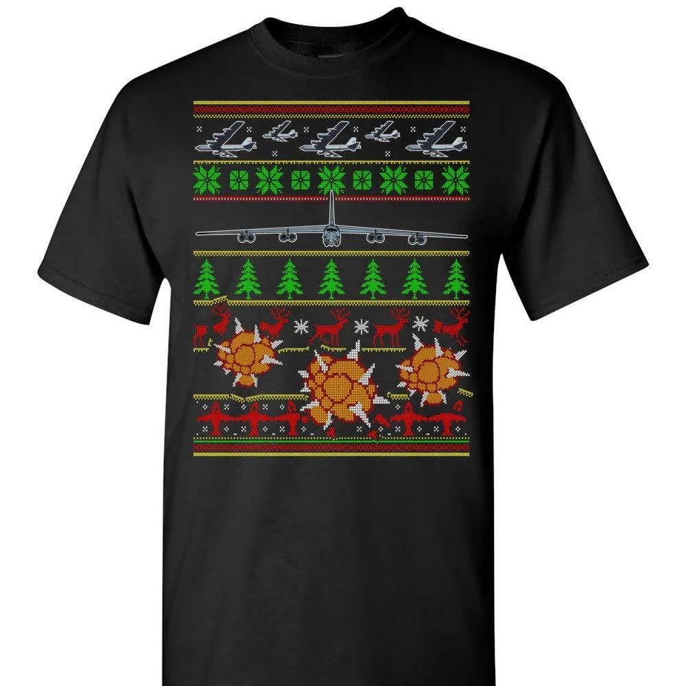 

Awesome B-52 Stratofortress Bomber Ugly Christmas Sweater T Shirt. New 100% Cotton Short Sleeve O-Neck Casual T-shirt Size S-3XL