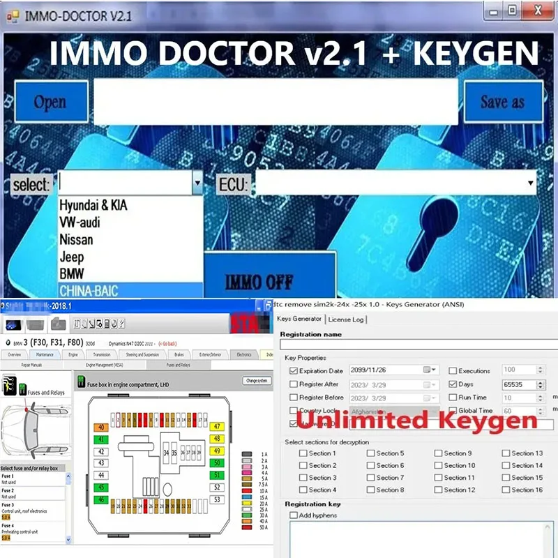 

2023 New IMMO DOCTOR V2.1 With Unlimited KEYGEN MULTI BRAND Immo Off Software ECU Chip Tuning for sim2k MT38 ME 17.9.2 MED17.9.8