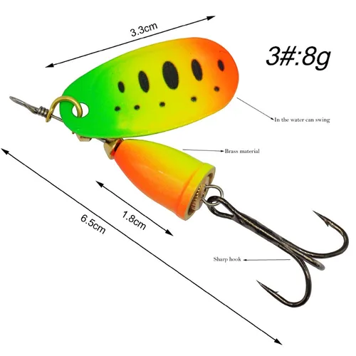 Imagen 2 del producto Señuelo de pesca Spinner cebo campana de cobre señuelos de Metal artificiales 8g cebos compuestos rotación lentejuelas 1 pieza VENTA