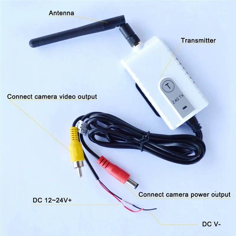 2.4G Vehicle Wireless Transmitter Receiver Kit for Truck Bus Van Lorry RV Trailer Rear View Camera 24V Video Monitor