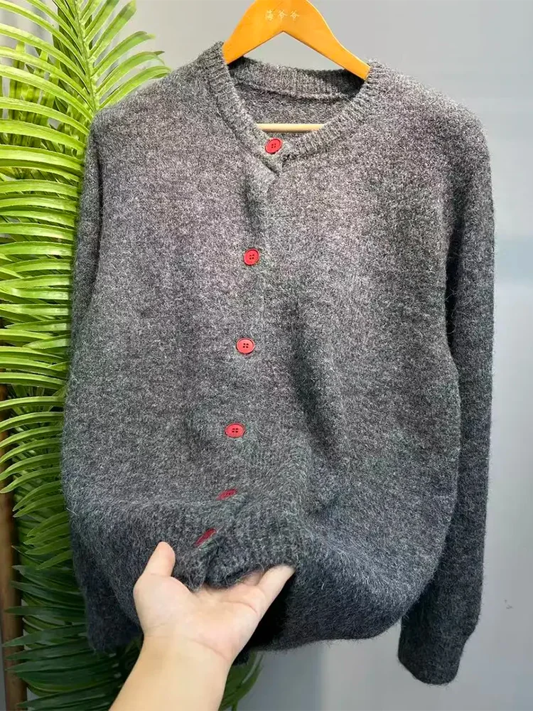 

Cleanfit Men's Knitted Cardigan Sweater Vintage American Sle Retro Haome oulder High Quali Polyester Fiber Long Sve