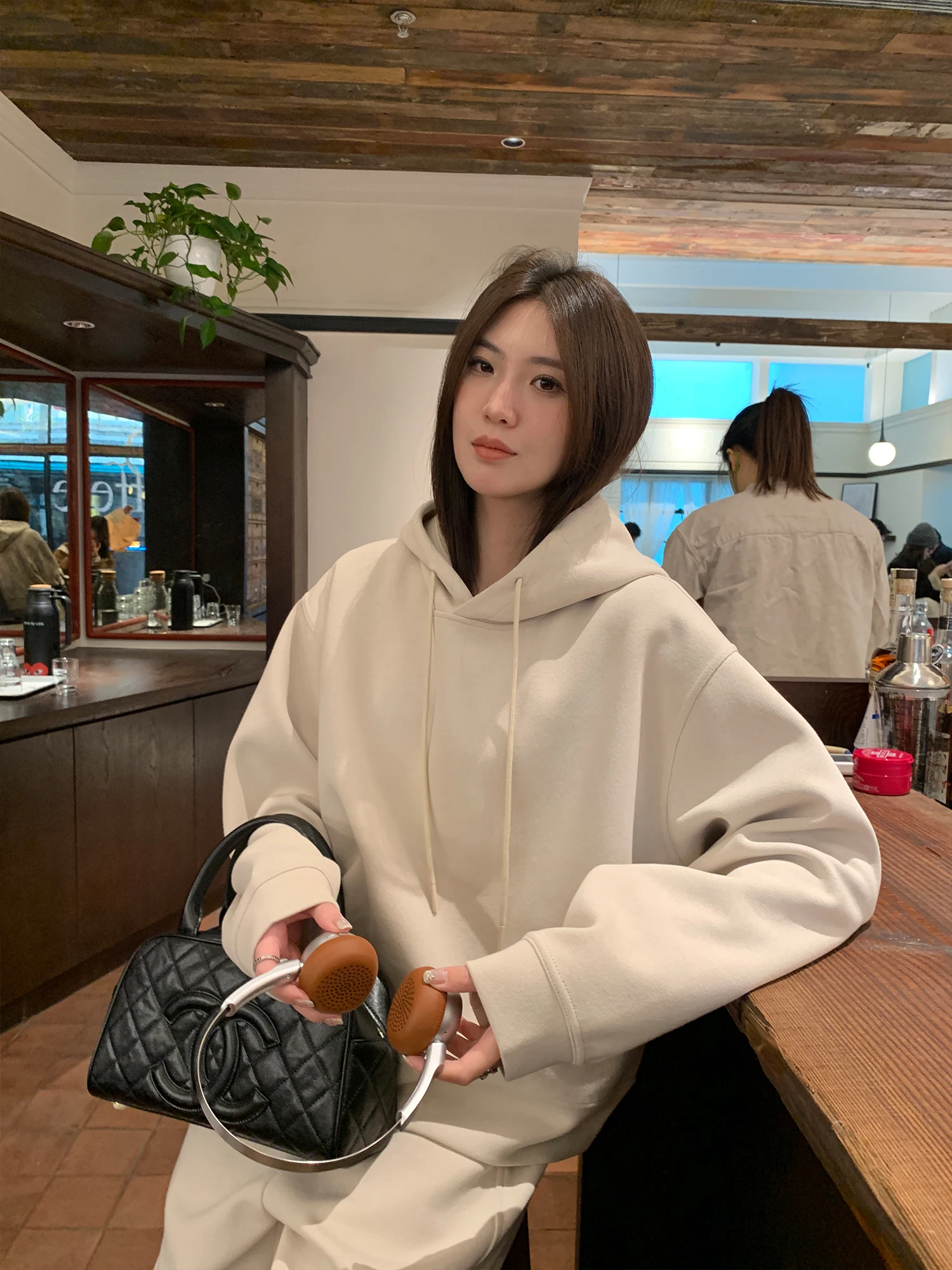 

Женская толстовка с капюшоном, широкие брюки, спортивный костюм, хлопковые длинные брюки све, повседневная спортивная одежда с капюшоном