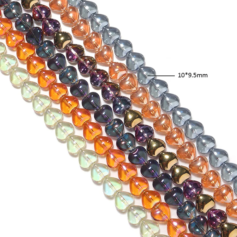 Electroplating Glass Fan/heart-shped Beads Colored Loose Spaced Beads For Jewelry Making Needlework Necklace Bracelet Diy