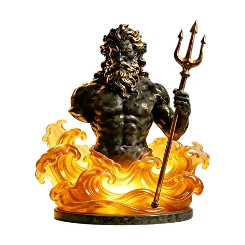 Contoured Water Base Lamp with LED Classical Greek Figure Display