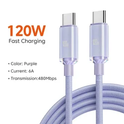 NNBILI 2024 NEW 120W USBA To Type C To USBC Cable For iPhone 15 series PD Fast Charging USB C Data Cord For Xiaomi OPPO Samsung