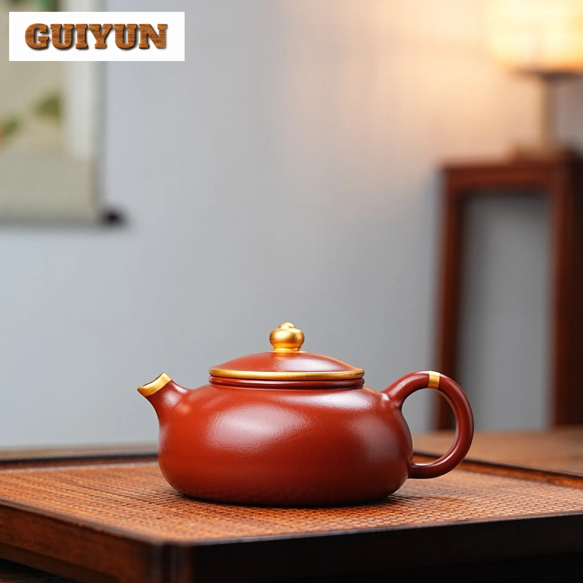 

200ml Yixing Purple Clay Teapots Handmade Gold Drawing Han Jiang Pot Raw Ore Dahongpao Mud Kettle With Filter Zisha Tea Set Gift