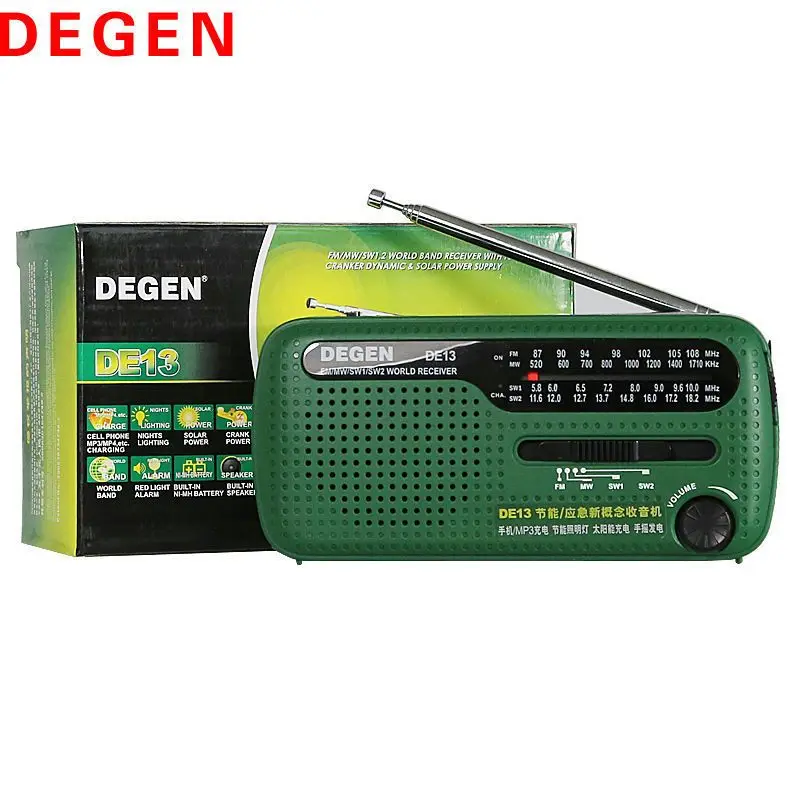 

DE13 Hand-Cranked Power Solar Radio Full Band Solar Charging Emergency Outdoor Portable Radio FM