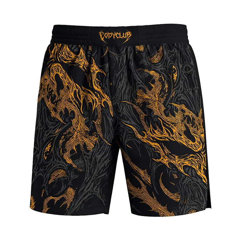 Cody Lundin MMA Grappling Fight Training Shorts Black Gothic Art 3D Print Quick Dry Elastic Waist Athletic Men Workout Bottoms