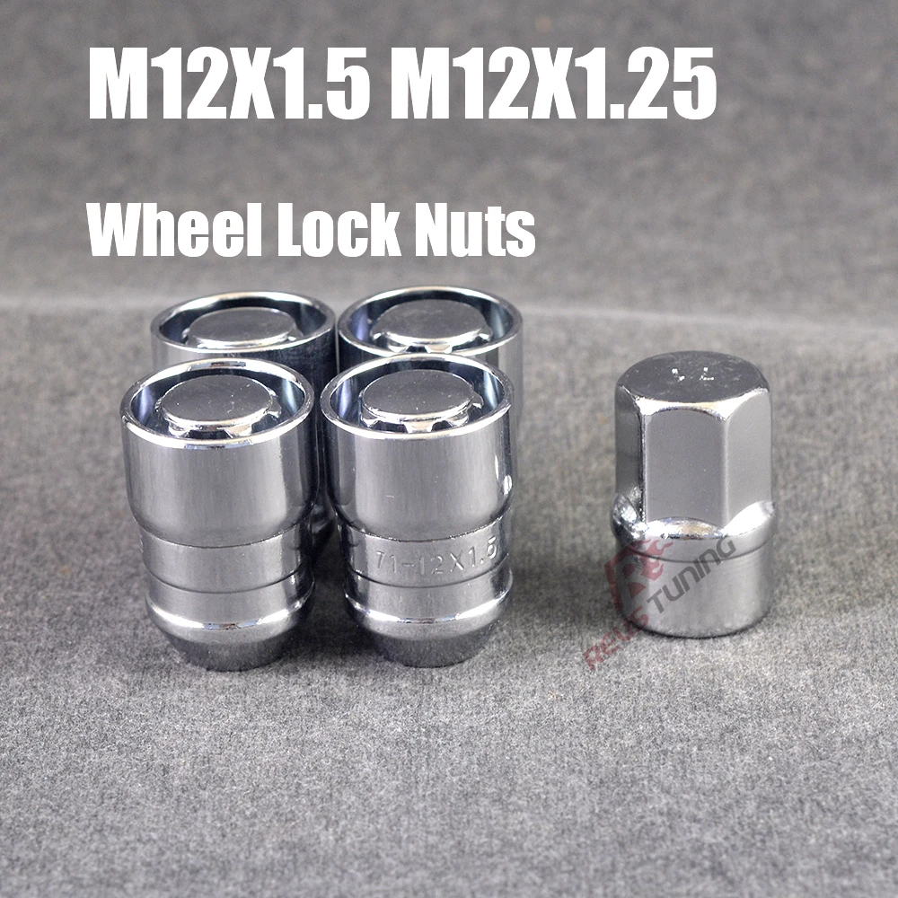 4PCS Anti-theft M12 1.5 1.25 Chrome Steel Car Auto Wheel Lock Key Nuts Locking Lug Nuts For Honda Toyota Ford Mazda