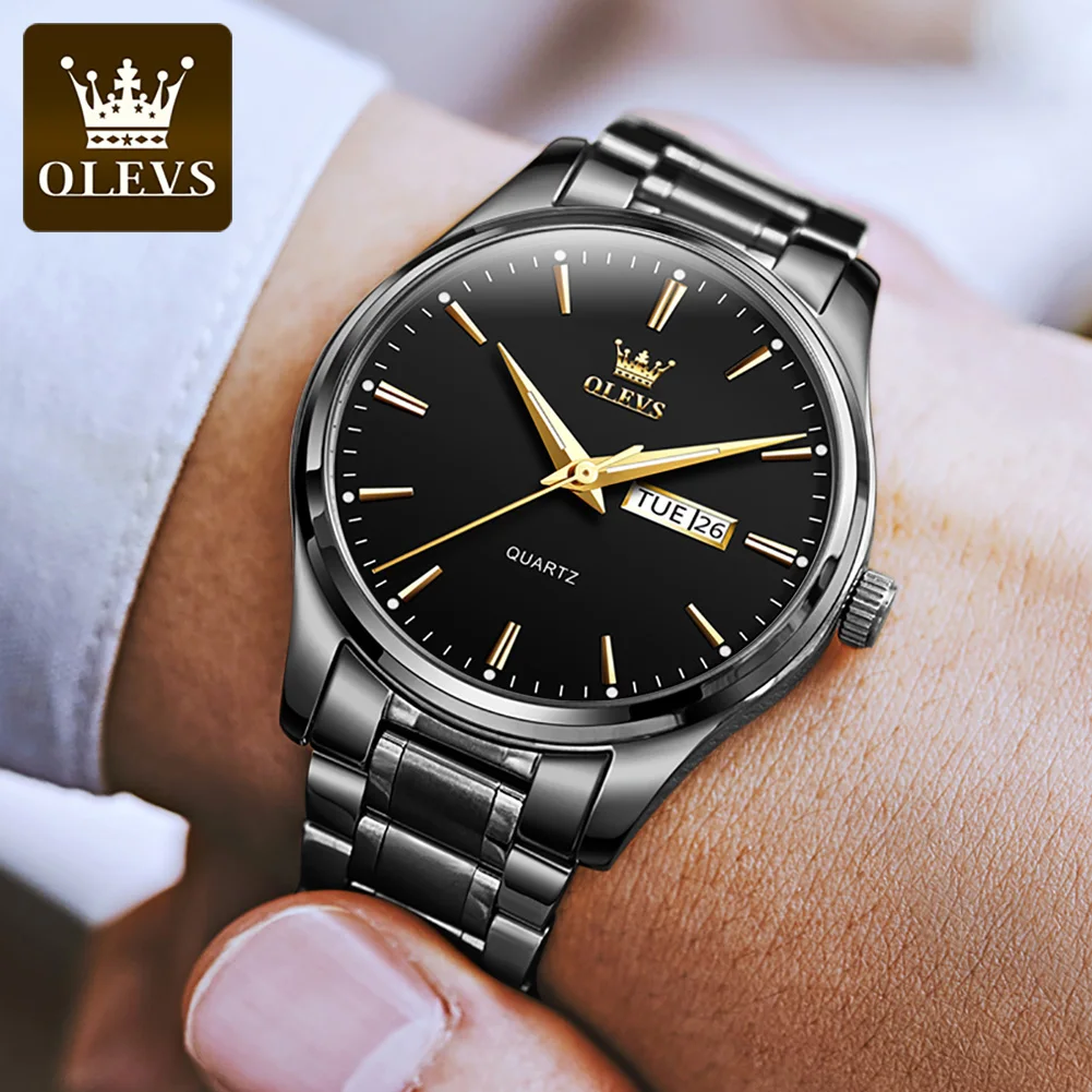 OLEVS 6898 Topmerk herenhorloge Lichtgewicht luxe heren origineel quartz horloge Waterdicht roestvrij staal Nachtlampje Datumhorloge