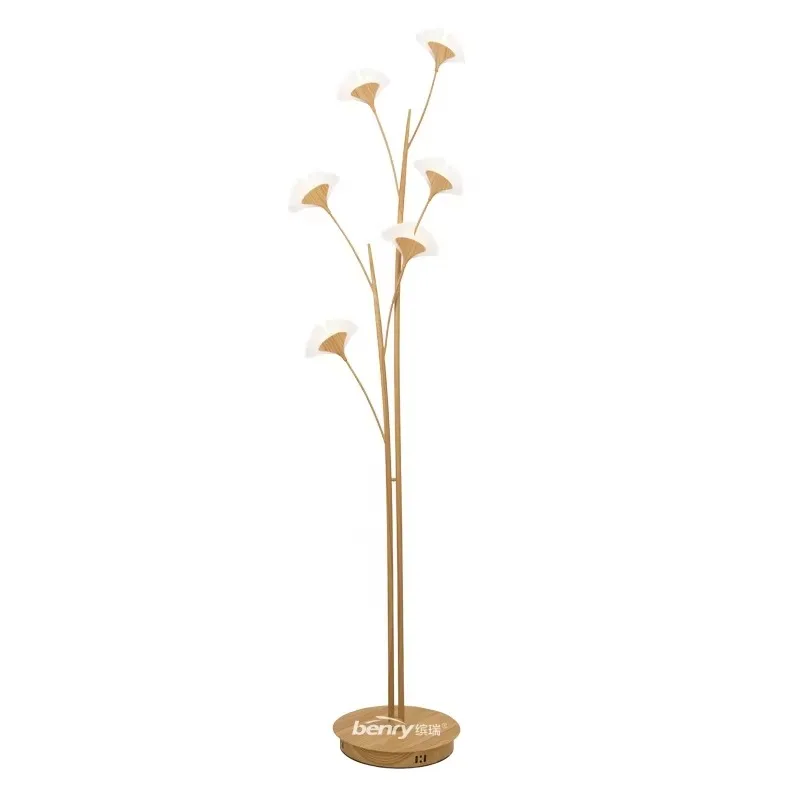 【HOT】Simig Lighting Creative Fancy Gold Vertical Acrylic Flower and Wood Base Indoor