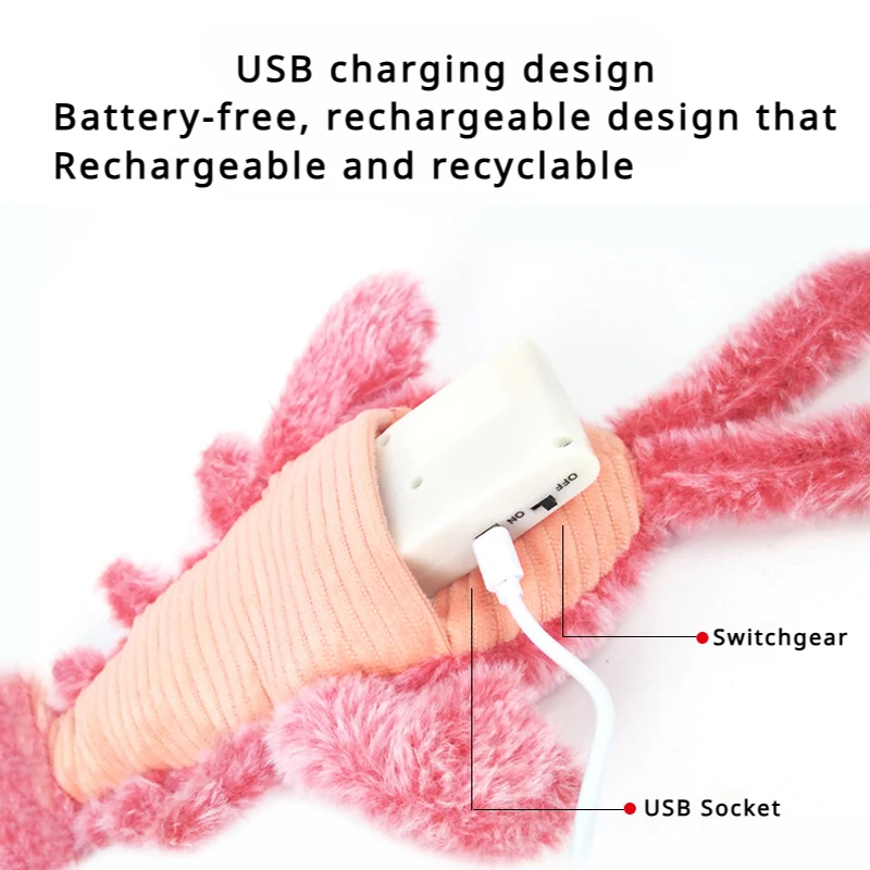 New Cat Toys Electric Lobster Usb Rechargeable Simulation Jumping Shrimp Plush Electric Pet Teasing Cat Dogs Toys Pet Supplies