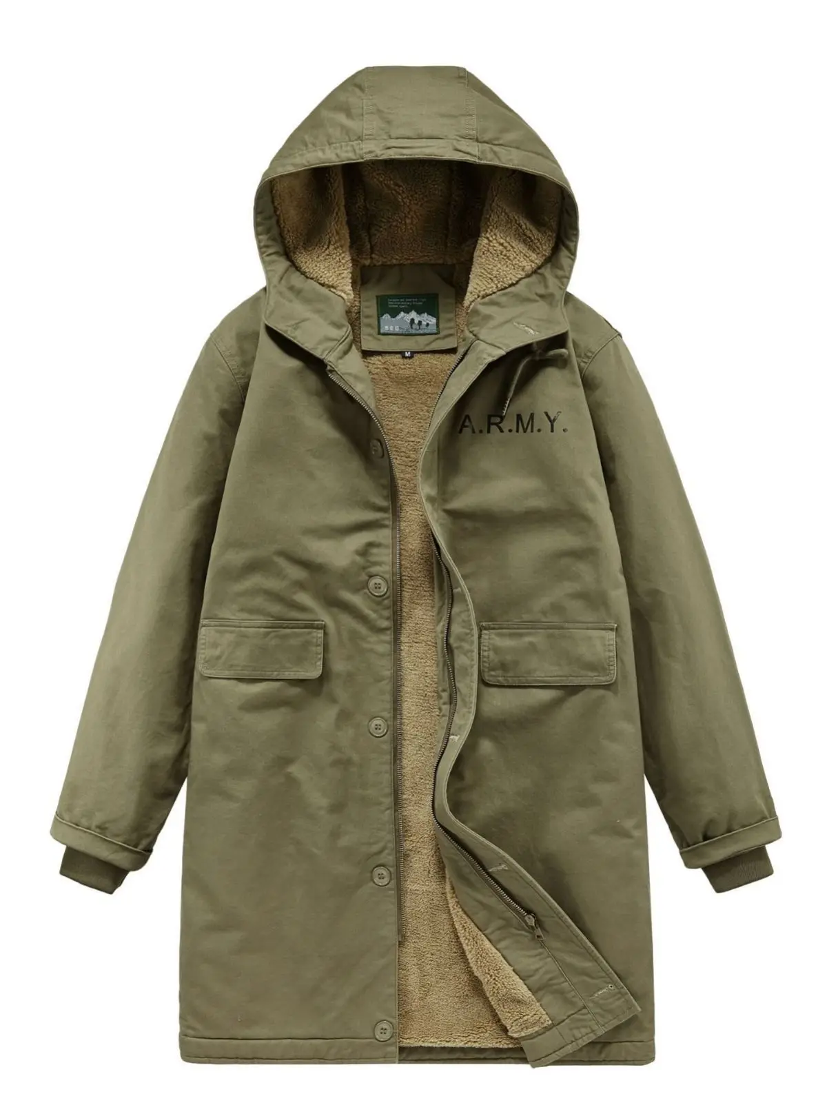 Winter Retro Cotton-padded Navy Overcoat Mid-length N1 Deck Suit Trendy Hooded Thick Cotton-padded Jacket Men's Lambswool Coat