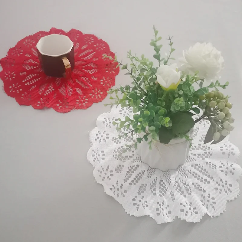 European Style Cut-Out Lace Round Placemat Nordic Dining Table Lace Coffee Table Decorative Mat Dust Cover Towel