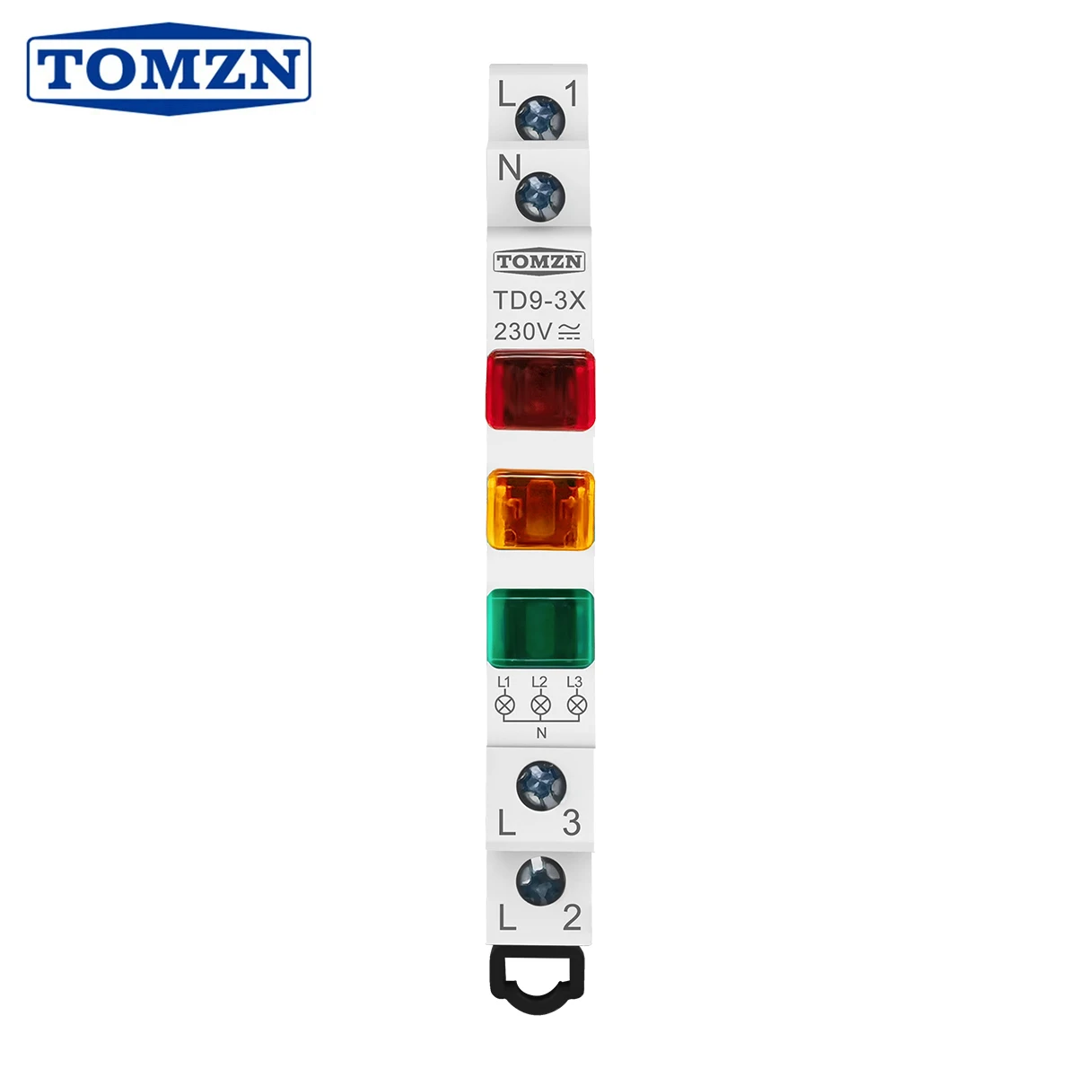 TOMZN TD9-3X LED Light 230V AC/DC 9mm Red Yellow Green Three Phase Signal Warning Light DIN Indicator Lamp Equipment Alarm
