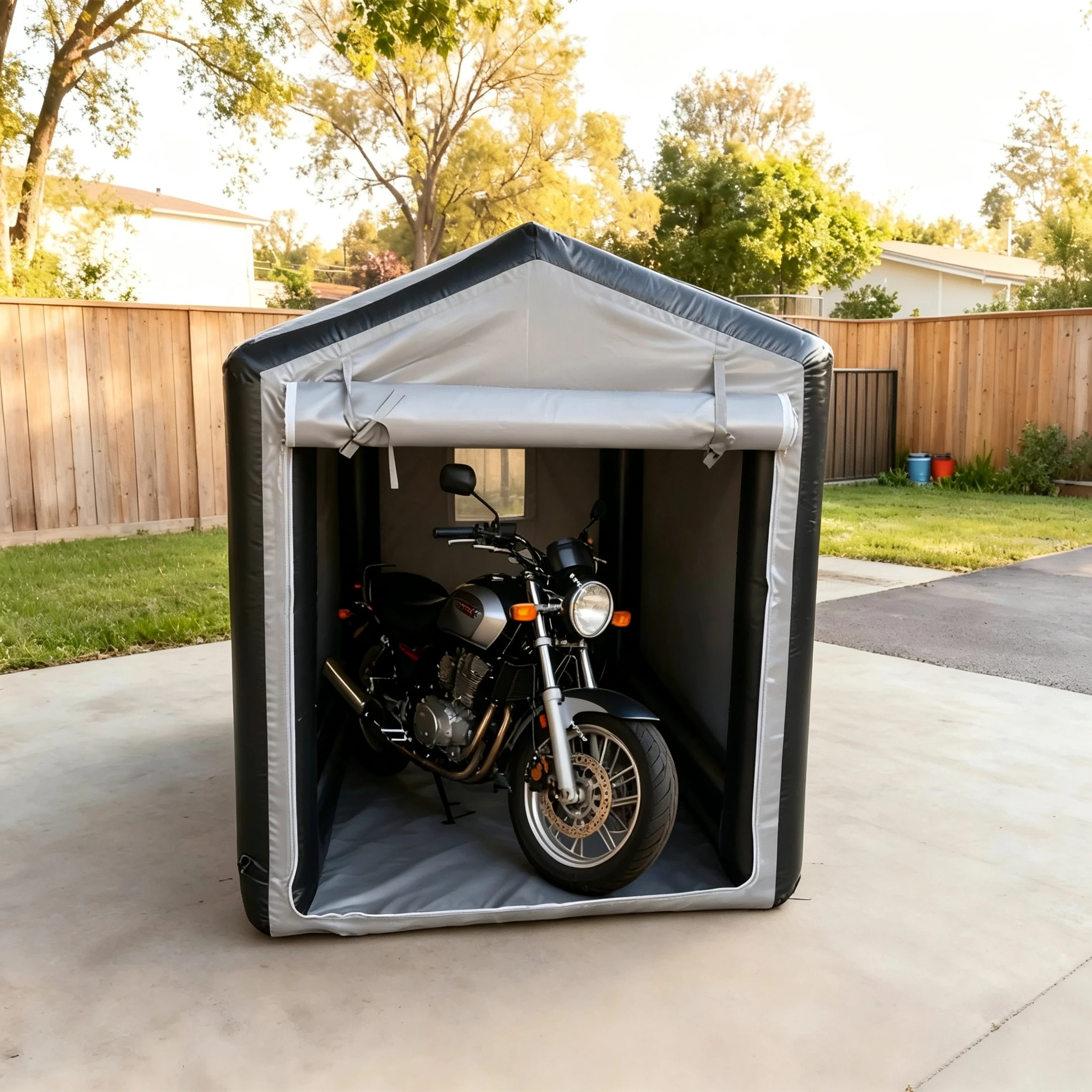 Outdoor Inflatable Motorcycle Cabin, Inflatable Motorcycle Garage Cover, Waterproof Tent Storage Shed