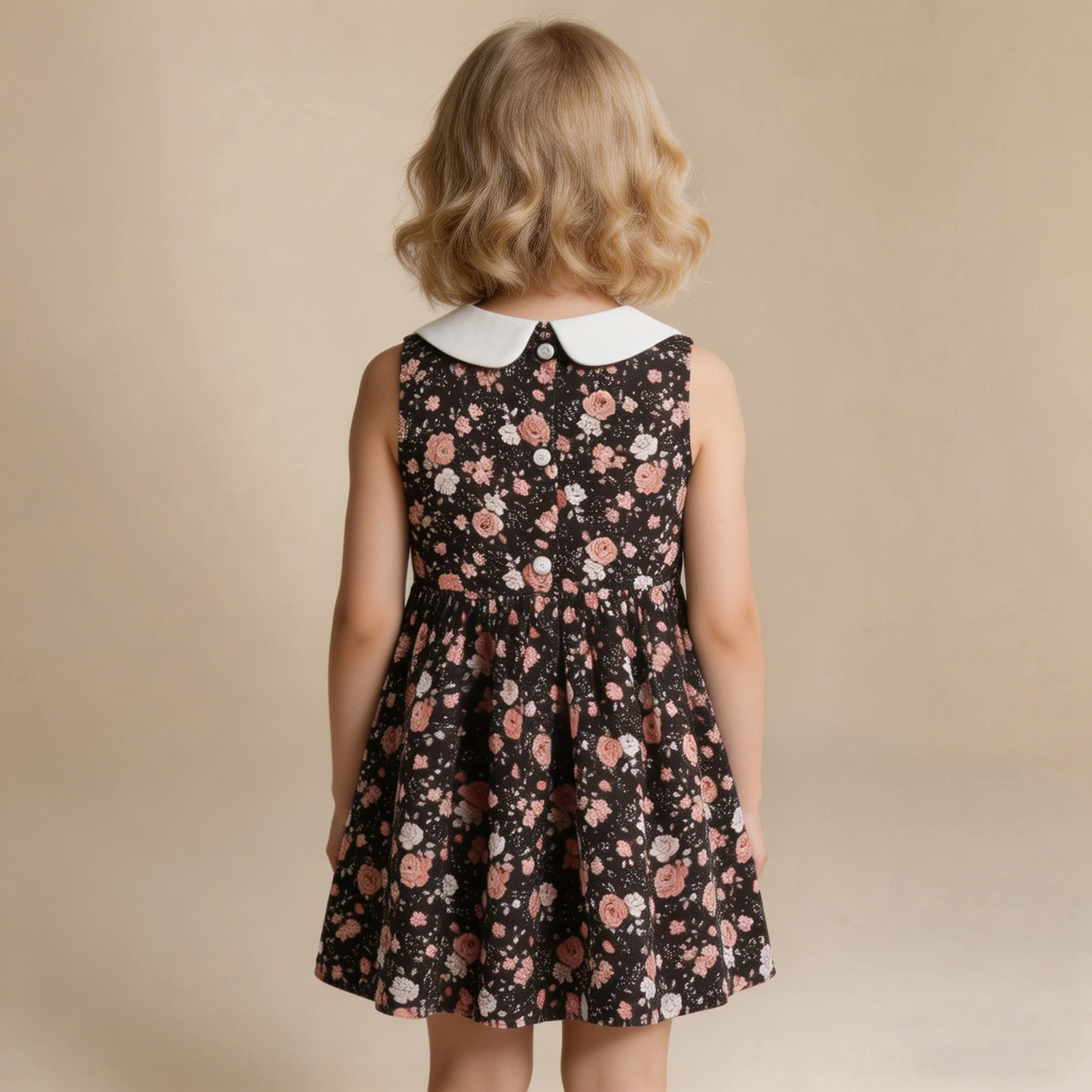 2-7 Years Girls Vestidos Flower Print Summer Smocked Dresses Kid Vintage Dress Child Sleeveless Peter Pan Collar Daily Clothes