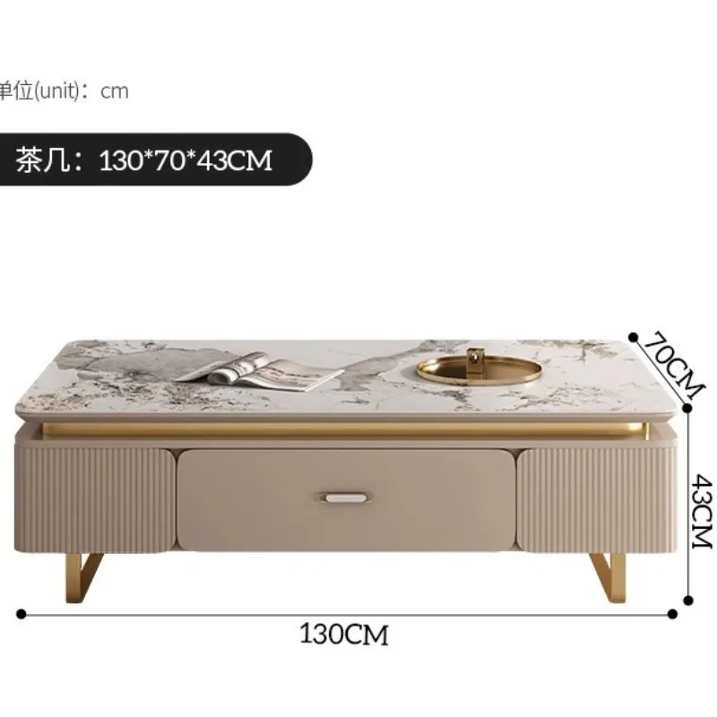 شقة صغيرة فاخرة وحديثة الراقية طلاء الشمبانيا خزانة أرضية غرفة المعيشة بلاطة الصخور طاولة القهوة مجموعة خزانة التلفزيون