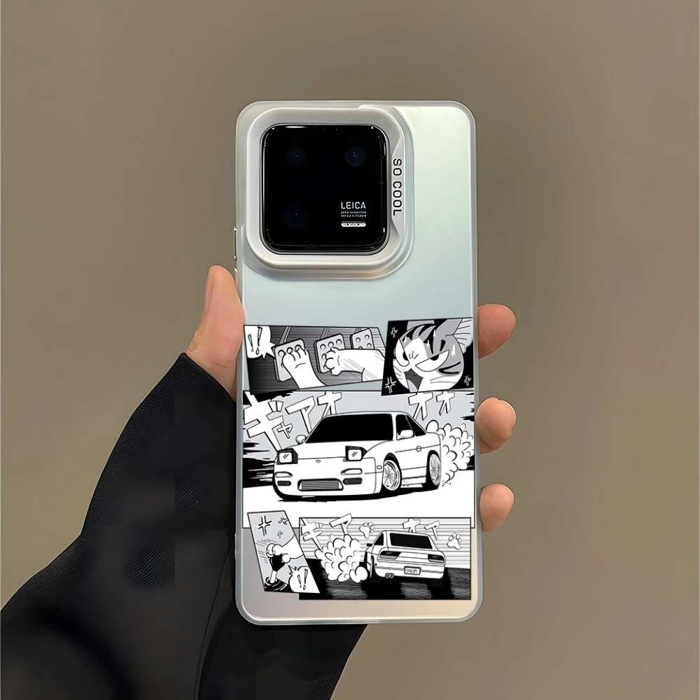 Anime Initial D Phone Case Laser Matte Hard for Samsung s 22 23 24 Note 20 Ultra Plus PRO FE Black White Cool cover