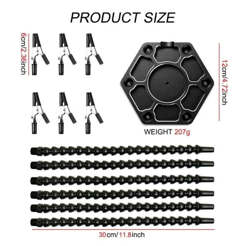 Mani d'aiuto multifunzionali con 6 bracci metallici flessibili a collo cigno Base resistente con dispenser per supporto