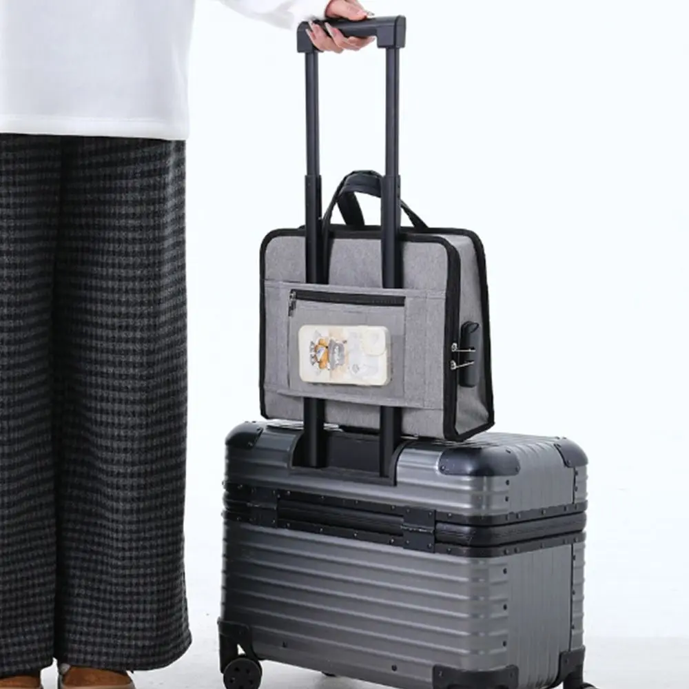 Tragbare Reisegepäcktasche, großes Fassungsvermögen, praktischer Stempelaufbewahrungsorganisator, Reißverschluss, langlebige Notebook-Aktentasche