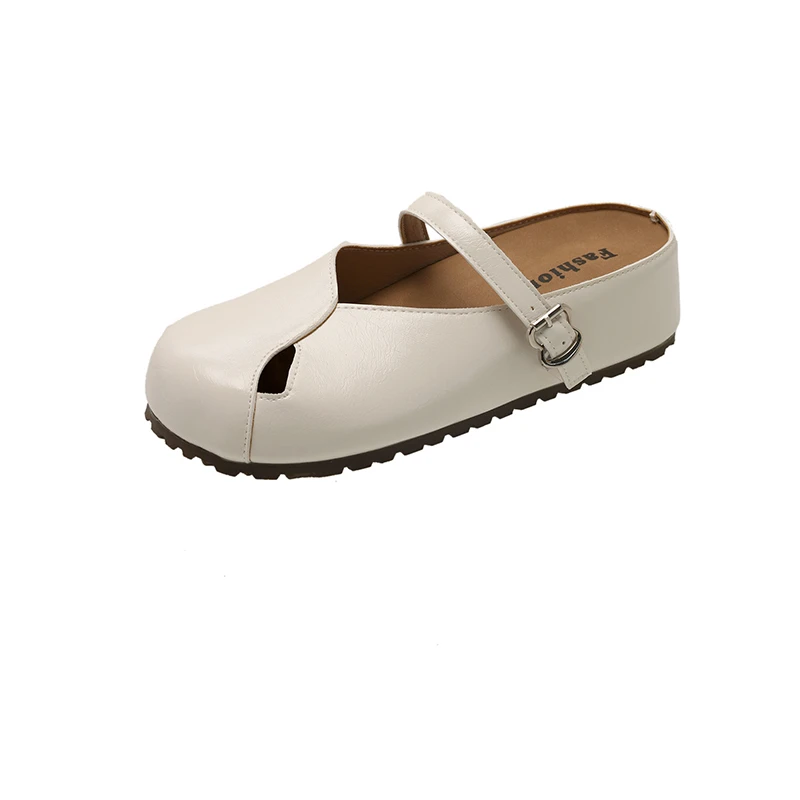 

Internet - famous Silver Fashion Casual Slippers, Women's Off white Heelless Slippers.