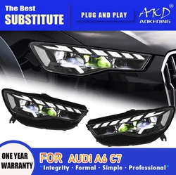 AKD Head Lamp for Audi A6 C7 LED Headlight 2012-2018  Headlights A6 C7 DRL Turn Signal High Beam Angel Eye Projector Lens