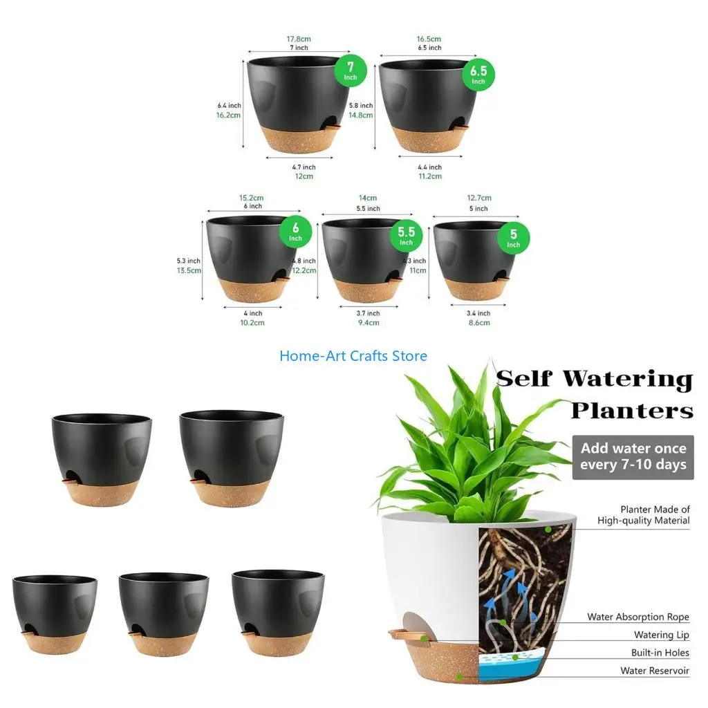 Y3NA Pack Of 5 Intelligent Watering Garden Bowls Removable Water Lake Trays For Vacation Proof Plant Maintenance