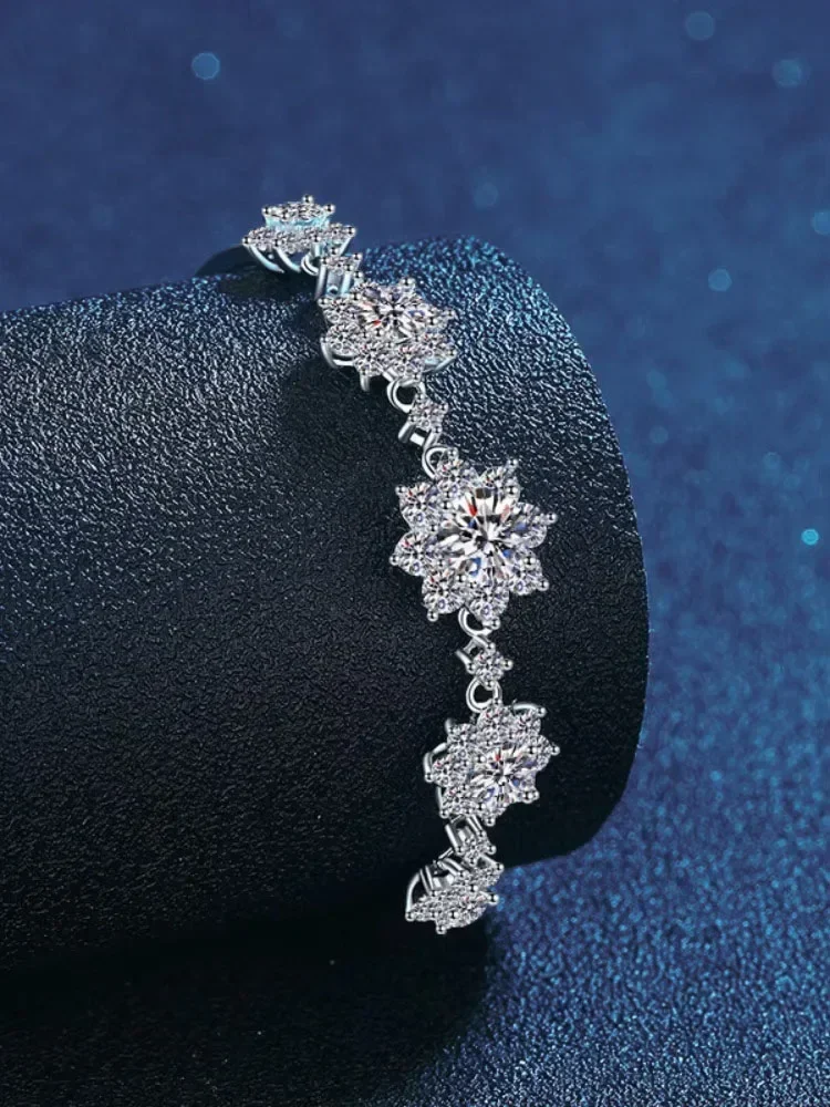 أزياء مويسانيتي سحر سوار جودة عالية S925 الفضة عباد الشمس أساور قابل للتعديل الإسورة للنساء غرامة مجوهرات مع #1