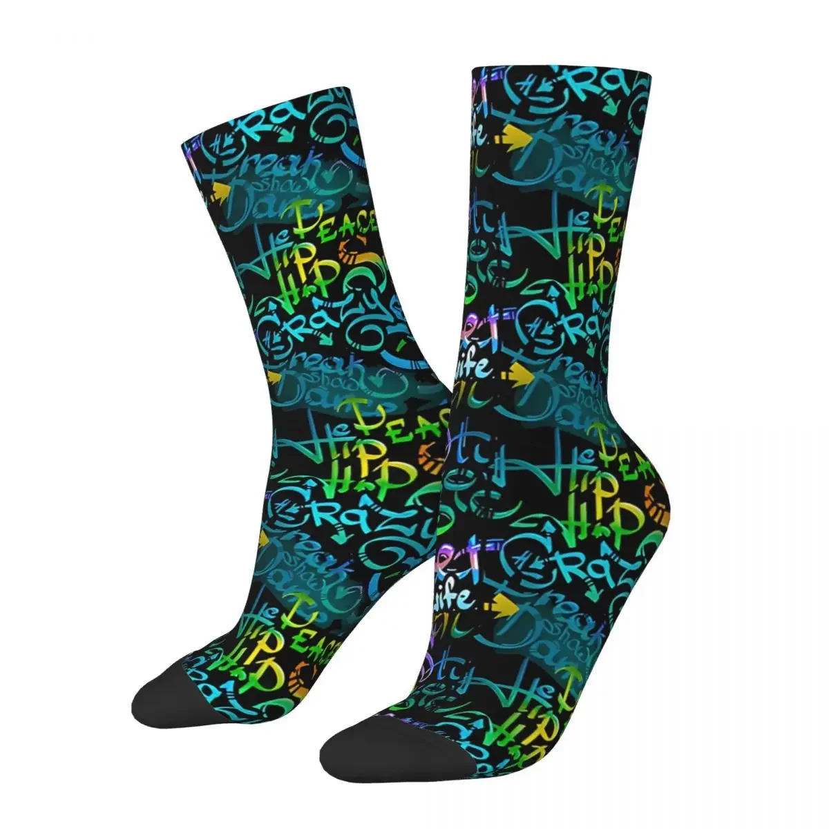 Crazy Compression Urban Sock for Men Harajuku Seamless Pattern Crew Sock Casual