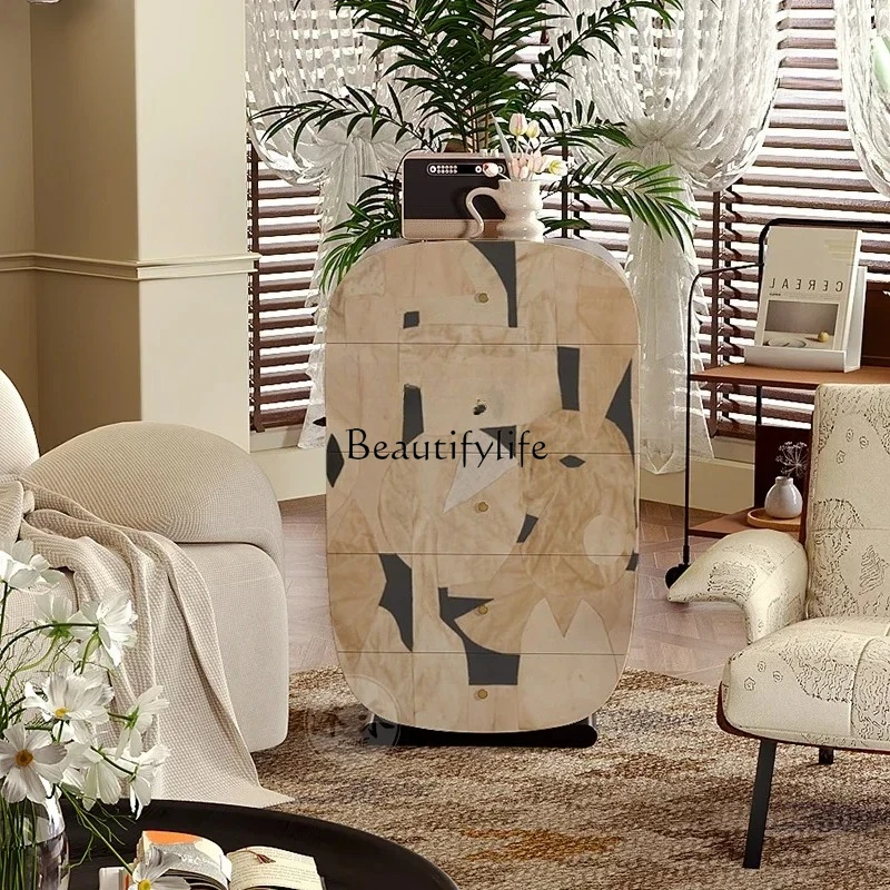 خزانة صدر من الخشب الصلب بتصميم تجريدي بسيط وحديث، خزانة تخزين للمدخل المنزلي، خزانة عمودية للحائط في غرفة المعيشة #3