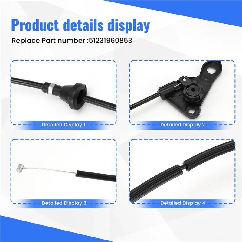 

AC34-Bonnet Hood Release Cable Rod 51231960853 For BMW 3 Series E36