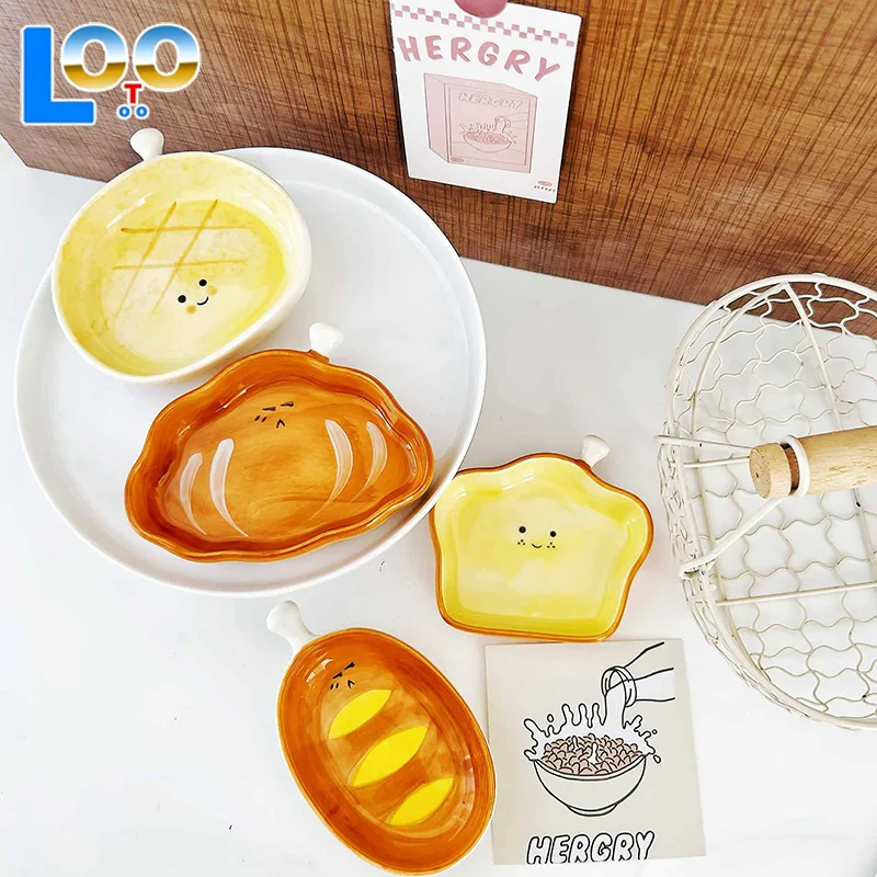 Keramik Brot Platte Nette Croissant Muster Dessert Platte Hause Kreative Platte Keramik Gewürz Platte Dip Platte