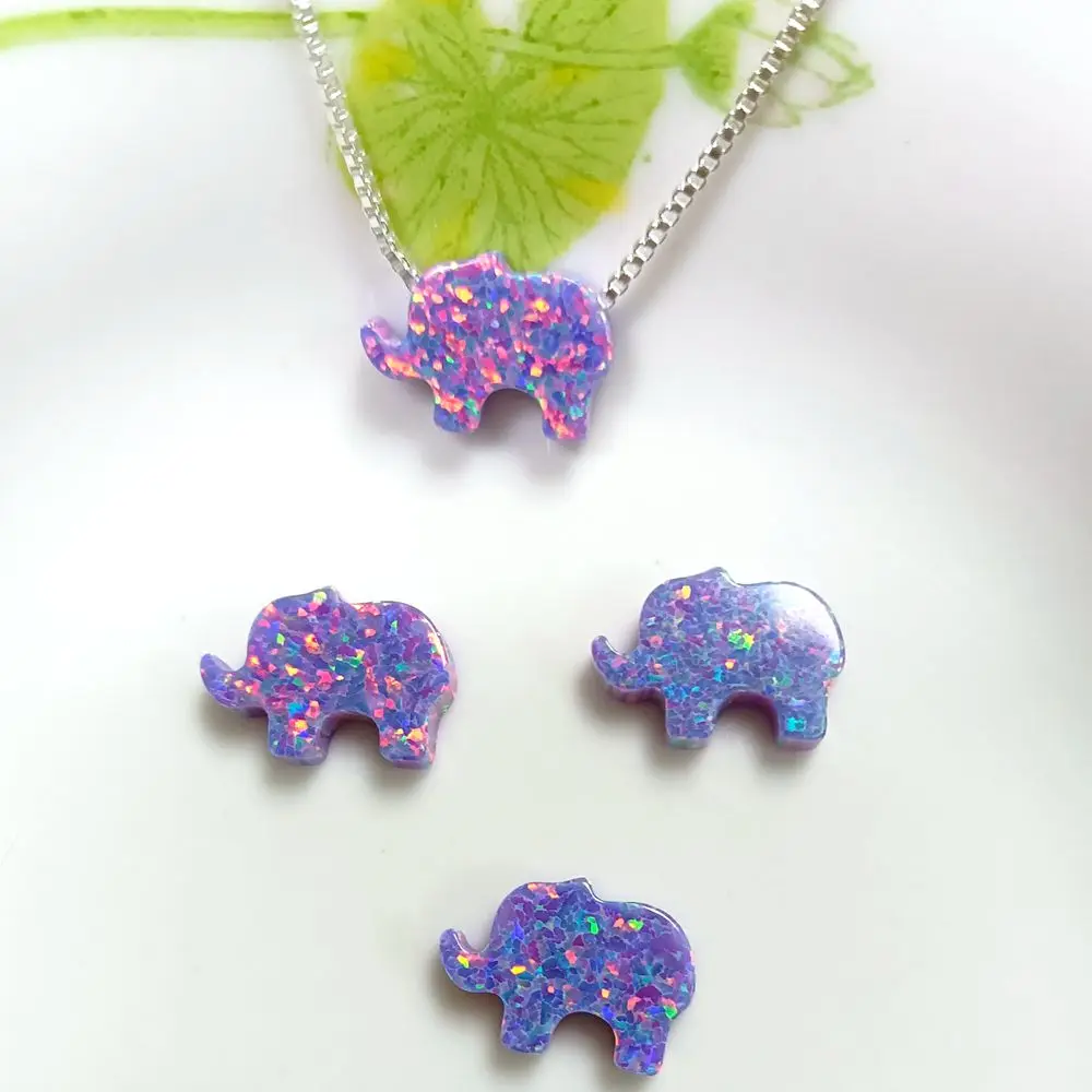 

(2Pcs/5Pcs/Lot)OP38 Purple Color 8x11MM Elephant Shape Synthetic Opal Pendant for Necklace