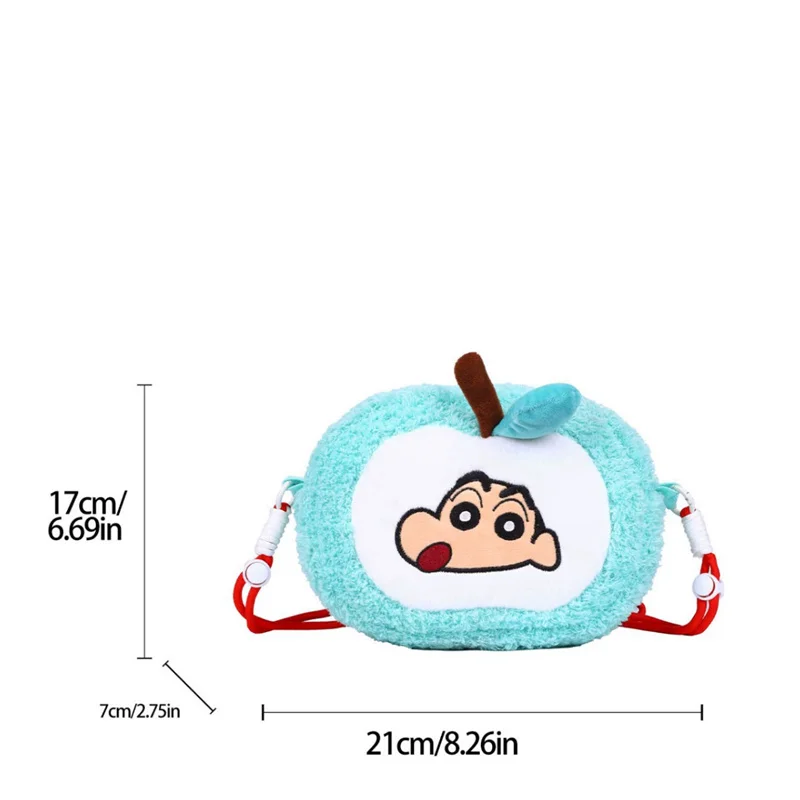 Crayon Shin-Chan Fluffy Apple Crossbody Bag Cute Cartoon Plush Coin Purse Shoulder Cell Phone Bag Outing Storage Bag Itabag Gift