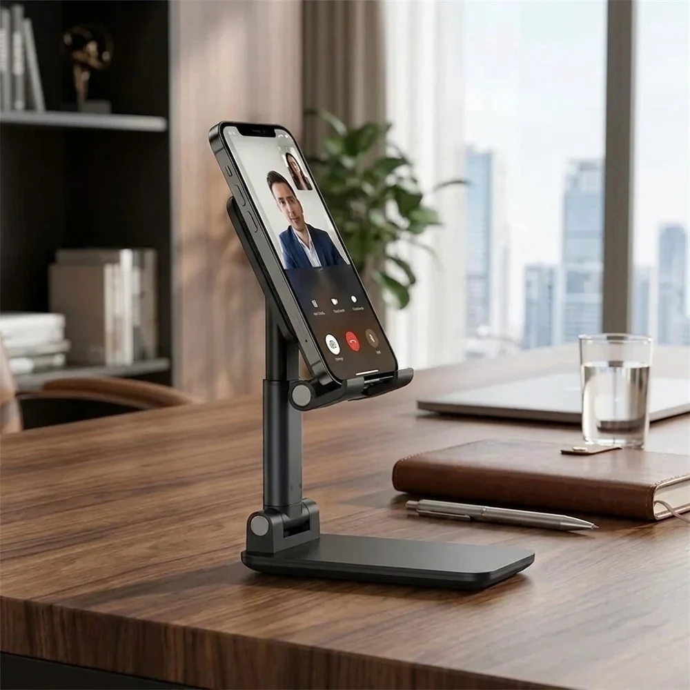 

Adjustable Foldable Desktop Phone & Tablet Stand Universal Portable Cell Phone Holder 80° Rotatable Height Adjustable Anti-slip