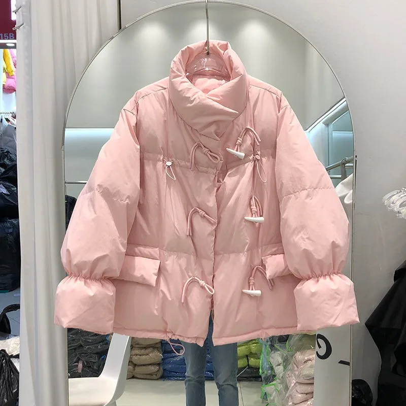 Frauen Parkas loser Mantel Kuhhorn Knopf Baumwoll jacke für Frauen, 2024 neu