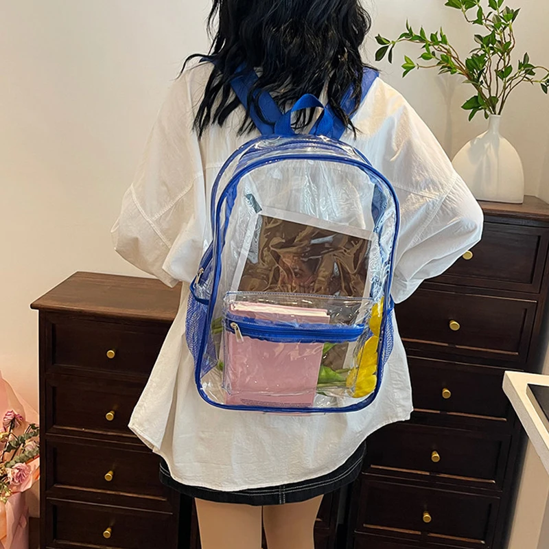 

Transparent Jelly Women's Backpack 2026 Summer New Large Capacity PVC Travel Bags Men Splicing Creative Students Schoolbag