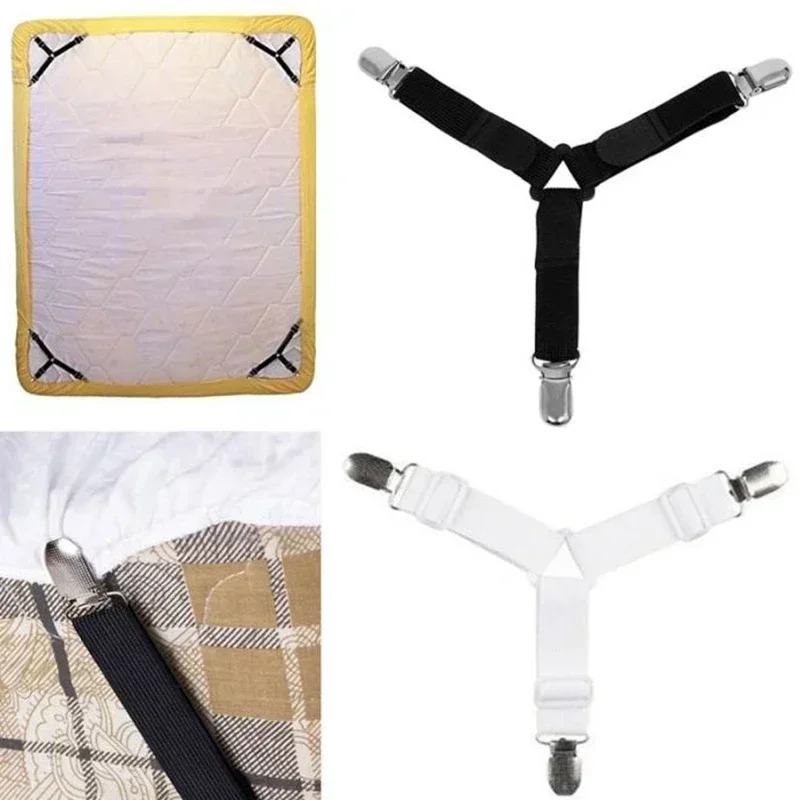 4Pcs Fastener Bed Sheet Clips Mattress Cover Blankets Holder Home Textiles Organize Gadgets Elastic Bed Sheet Grippers Belt